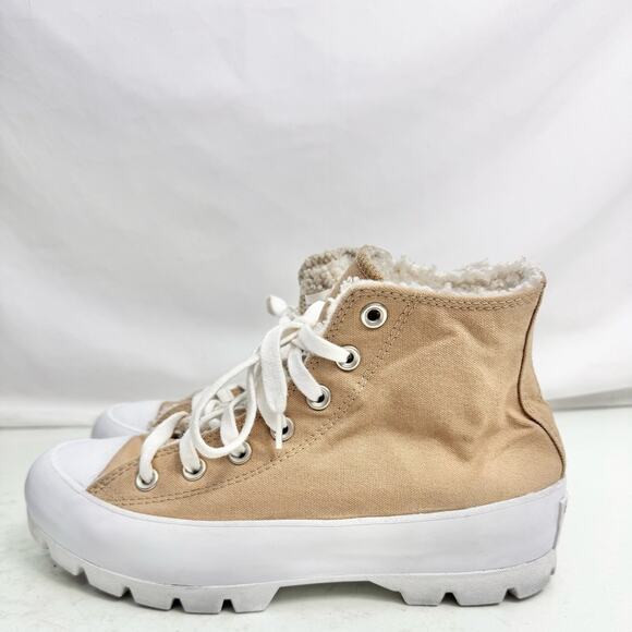 Converse Chuck Taylor Tan Lugged High Top Sherpa Lined Sneakers Women’s Size 8 - Picture 3 of 6